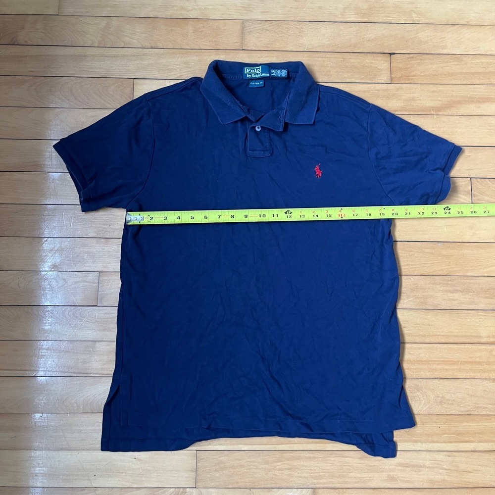 Polo Ralph Lauren Mens Navy Blue Custom Fit Short Sleeve Shirt Large Red Pony - Picture 4 of 5
